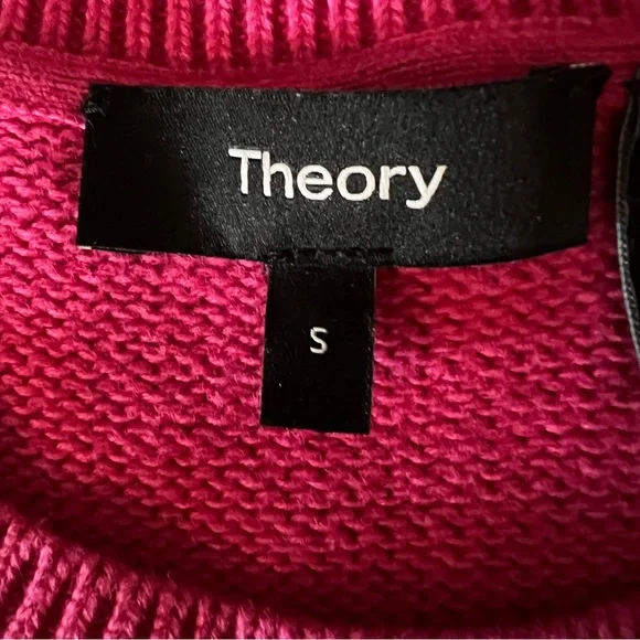 Theory S Cashmere Cotton Crew Neck Pink Cable Knit Sweater Preppy Casual Worn 1x - Picture 5 of 6